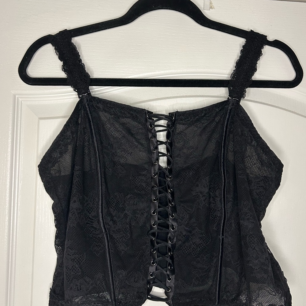 Torrid Black Lace-Up longline bralette